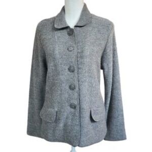 Jane Ashley Wool Blend Charcoal Button-Up Blazer